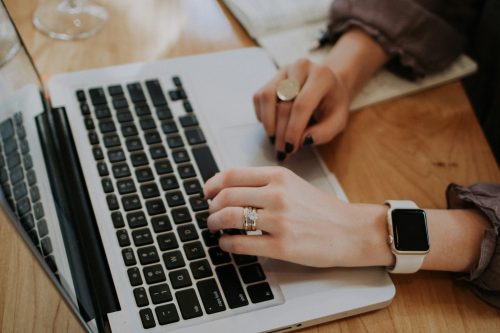 Woman using a laptop